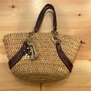 Juicy Couture straw and leather beach bag tote